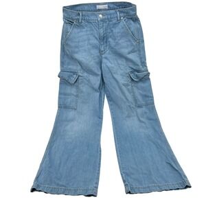 LOFT Wide Leg Cargo Jeans Light Wash Denim Size 26 2